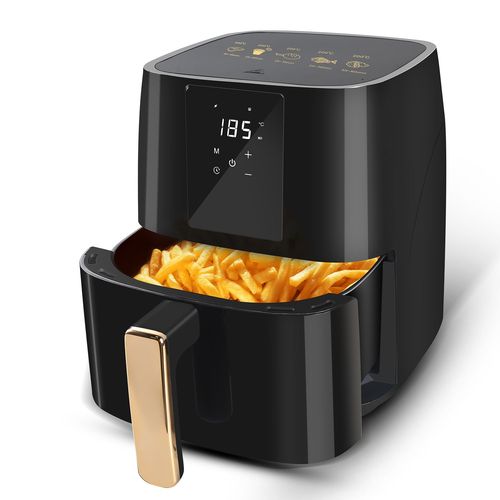 Friteuse à air chaud 5,5L sans huile avec fenêtre visible 1700W Écran tactile Température Réglable Minuterie Airfryer Noir