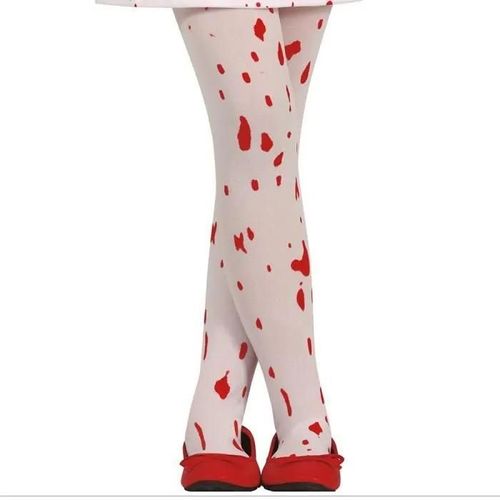 Collants Opaques Blanc Enfant - Halloween - Projections De Sang