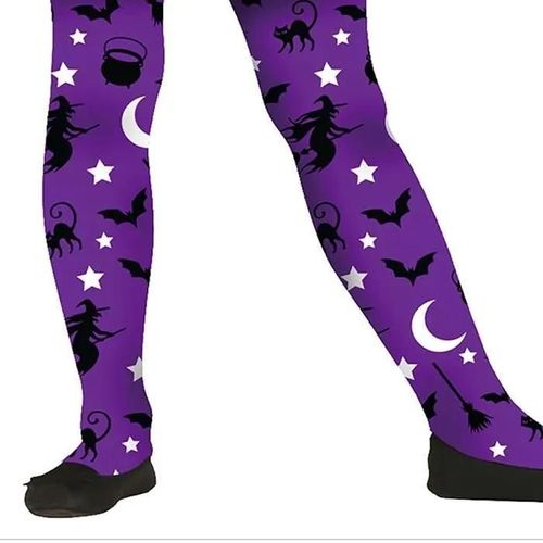 Collants Opaques - Enfant - Violet Sorcière - 7-12 Ans - Motifs Halloween - Confortable