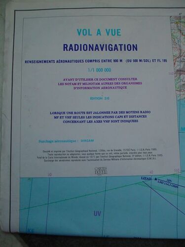 Carte Vol A Vue Radionavigation Aeronautique Militaire  1988