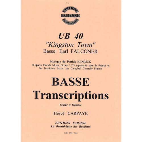 Ub 40, Kingston Town, Partition Pour Guitare Basse - Edition Fabasse