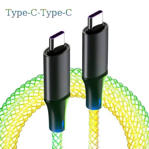 Uslion 66w Rgb Couleur Lumière Usb C Câble De Charge Rapide Pour Xiaomi Huawei Samsung Double Type-C Chargeur De Téléphone Cordon De Données Pour Iphone 15.Type-C To Type-C.1m