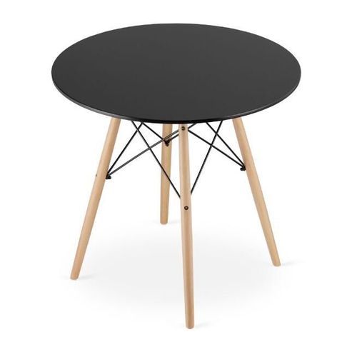 Table Style Scandinave, Artool, Ronde, Mdf Et Bois, Noir, Naturel, 80x72 Cm
