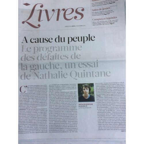 Libération Supplément Livres 8 Pages Du 27/11/14 : N. Quintane / K. Herrero 
