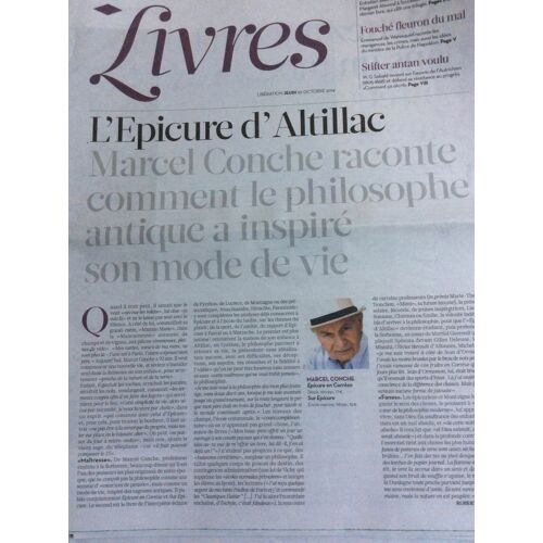Libération Supplément Livres 8 Pages Du 30/10/14 : M. Conche / Margaret Atwood / W.G. Sebald