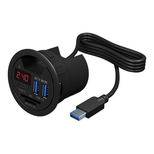 ICY BOX IB-Hub1404 - Concentrateur (hub) - 2 x SuperSpeed USB 3.0 + 1 x USB-C - possibilité de montage encastré