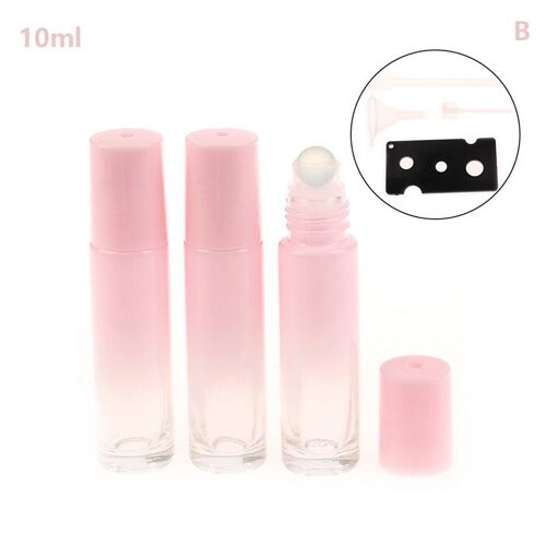 Bouteille En Verre Rose Pour Documents Optiques, Huile Essentielle, Parfum Africain, Bouteille À Bille Roulante Pour Voyage, 3 Pièces, 10ml 