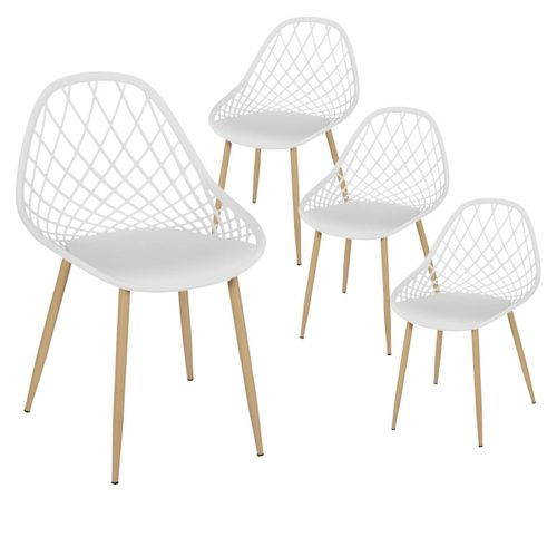 Tressie - Lot De 4 Chaises Blanches Coque Arrondie