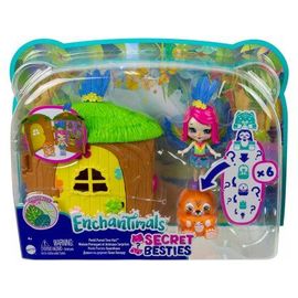 Coffret Enchantimals La Maison Du Perroquet + Poupée Peeki Perroquet - Mini Poupee + Animaux + Accessoires - Figurines