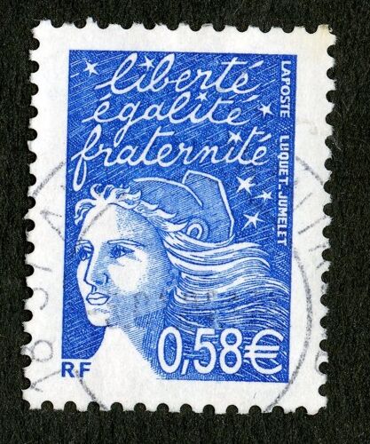 Timbre Oblitéré Marianne Bleue De Luquet/Jumelet,Rf,La Poste,0,58e