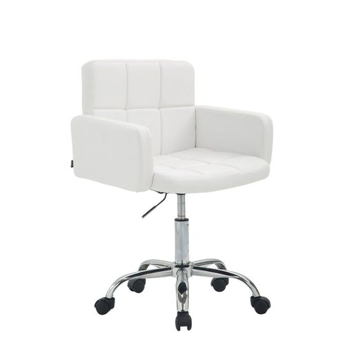 Chaise De Bureau À Roulettes Avec Dossier Et Accoudoirs En Synthétique Blanc Fal10150
