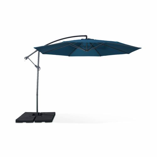 Parasol Déporté Ø350 Cm - Hardelot - Coloris Bleu Canard Structure Anthracite Manivelle