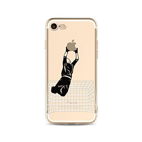 HQ-CLOUD Coque Étui transparent en TPU silicone pour Apple Iphone7 (4,7) en noir blanc motif Gardien de but