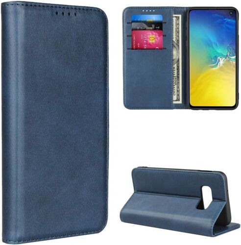 Coque Samsung Galaxy S10e,Premium Flip Portefeuille Etui En Cuir,[3 Fentes Pour Cartes][Stent Fonction][Fermoir Magnetique],Housse Etui Pour Samsung Galaxy S10e - Bleu