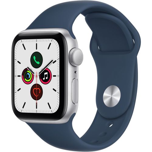 Apple Watch Se (GPS) - Boîtier 40 mm Aluminium Argenté avec Bracelet Sport Bleu Abyssal Taille Normal