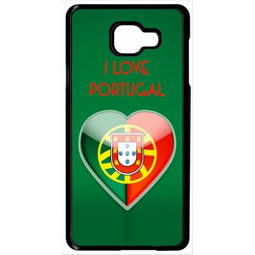 Coque Pour Smartphone - Coeur Love Portugal - Compatible Avec Samsung Galaxy A7 (2016) - Plastique - Bord Noir