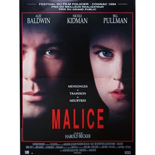 Malice - Affiche Originale De Cinéma - Format 40x60 Cm - Un Film De Howard Backer Avec Alec Baldwin, Nicole Kidman, Bill Pullman, Bebe Neuwirth - Année 1994