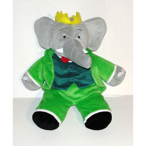 Peluche Babar Les Aventures De Badou Nelvana - Doudou Elephant Babar Ouverture Dans Le Dos Cooper 43 Cm
