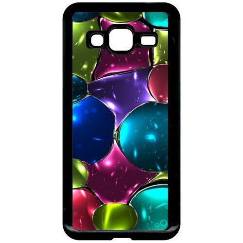 Coque Pour Smartphone - Bulles D'eau Colorées - Compatible Avec Samsung Galaxy J3 - Plastique - Bord Noir