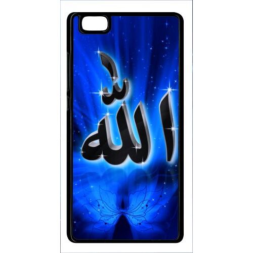 Coque Pour Smartphone - Allah Religion Bleu Nuit - Compatible Avec Huawei P8 Lite (2015) - Plastique - Bord Noir