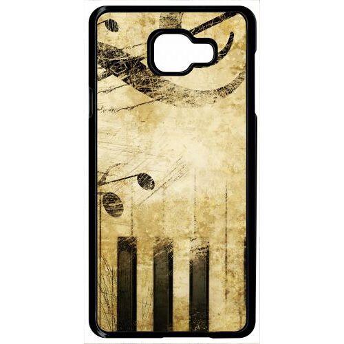 Coque Pour Smartphone - Piano Note Musique - Compatible Avec Samsung Galaxy A7 (2016) - Plastique - Bord Noir