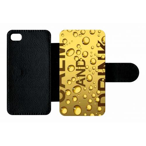 Etui A Rabat - Keep Calm Biere Bulle - Compatible Avec Apple Iphone 4s - Plastique - Bord Noir