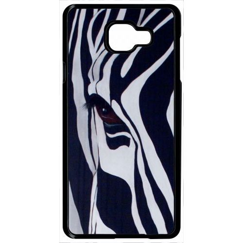 Coque Pour Smartphone - Motif Zebre Noir Et Blanc - Compatible Avec Samsung Galaxy A7 (2016) - Plastique - Bord Noir