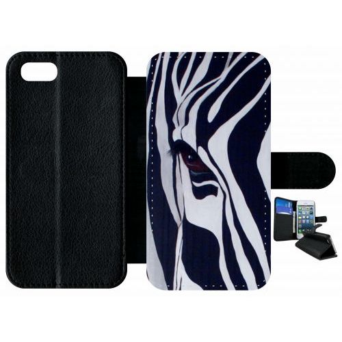 Etui A Rabat - Motif Zebre Noir Et Blanc - Compatible Avec Apple Iphone 8 - Plastique - Bord Noir