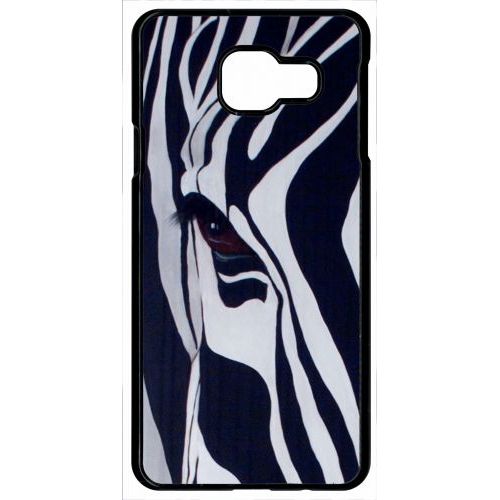 Coque Pour Smartphone - Motif Zebre Noir Et Blanc - Compatible Avec Samsung Galaxy A9 (2016) - Plastique - Bord Noir