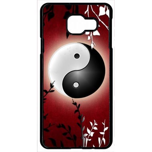 Coque Pour Smartphone - Ying Yang Rouge - Compatible Avec Samsung Galaxy A9 (2016) - Plastique - Bord Noir
