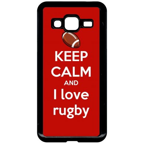 Coque Pour Smartphone - Rugby Red - Compatible Avec Samsung Galaxy J3 - Plastique - Bord Noir