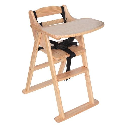 Safetots Chaise Haute Deluxe En Bois Pliable, Pré-Assemblée, Pour Bébés Et Tout-Petits, Élégante, Pratique Et Gain De Place, Couleur Bois Naturel