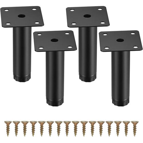 4 Pièces Pieds de Meuble, 10 cm/5.9 Pouces Pieds de Meubles Réglables, Pieds de Support en Fixation en Métal pour Meubles/Table/Chaise/Bureau/Cuisine/Armoire/Canapé