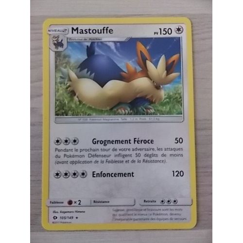 Carte Pokemon Rare Mastouffe 105/149 (Soleil Et Lune)