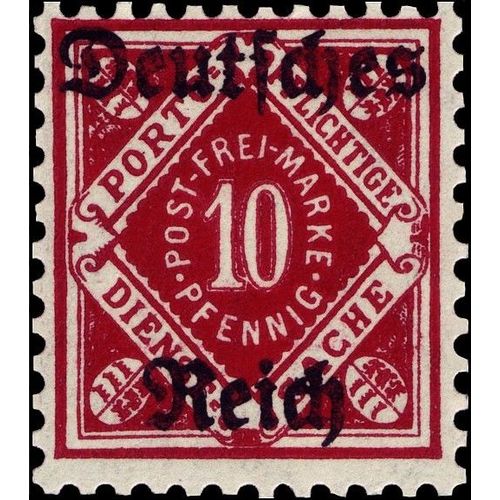 Allemagne, Ancien État De Wurtemberg 1920, Très Beau Timbre De Service Neuf** Luxe Yvert 131 De Wurtemberg, 10pf. Rouge Surchargé "Deutsches Reich".