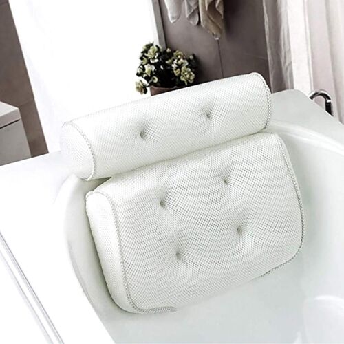 Oreiller de Baignoire Coussin de Bain avec 6 Ventouses Antidérapant, pour Baignoire de Oreiller Spa, Jacuzzi, Bain à Remous, Accueil Spa (37 X 35 X 10 cm)