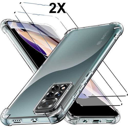 Coque redmi note 11 pro 5g + 2 Vitre Verre Trempé Housse Etui Silicone Transparent