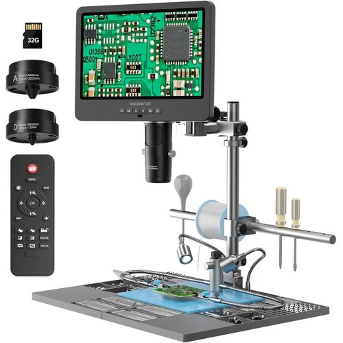 SUBZONAL-AD249S-M Plus Microscope numérique à souder HDMI 10,1'' pour réparation électronique, enregistrement vidéo 2000x 3 lentilles 2160p UHD, station de microscope à souder avec mains aidantes,