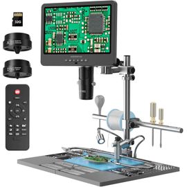 SUBZONAL-AD249S-M Plus Microscope numérique à souder HDMI 10,1'' pour réparation électronique, enregistrement vidéo 2000x 3 lentilles 2160p UHD, station de microscope à souder avec mains aidantes,