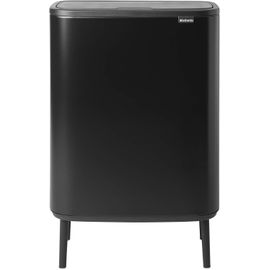 SUBZONAL-Poubelle 2 x30l - Bo Touch Bin Hi - Poubelle Double Poubelle XXL idéale tri sélectif - Poubelle de Cuisine Garantie 10 ans - Poubelle 60L Ecologique - Noir