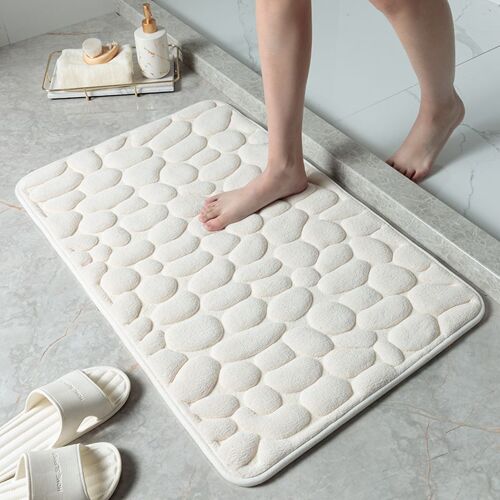 Tapis de salle de bain à pavé en relief, antidérapant, accessoire en mousse à mémoire de forme pour lavabo, latéral de baignoire, paillasson de douche