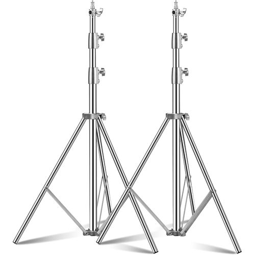 SUBZONAL-280cm Pied D'éclairage en Acier Inoxydable Support Eclairage Photographie avec Adaptateur Universel 1/4"" vers 3/8"" Trépieds pour Studio Photo Softbox Lumière, 2Pcs