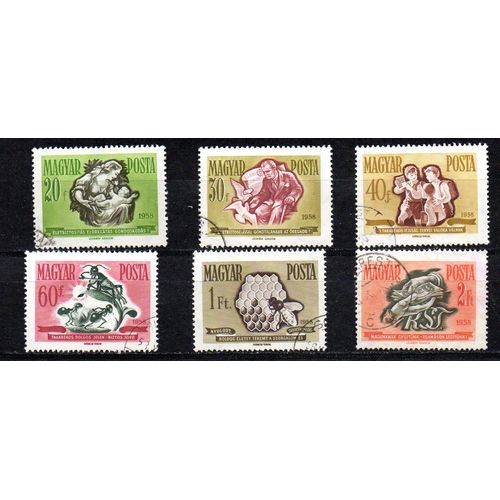 Hongrie- Série De 6 Timbres Oblitérés- Propagande Pour L' Assurance Et L' Epargne