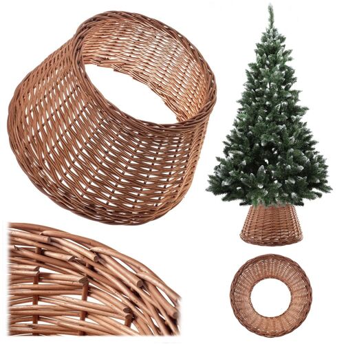 KADAX Housse Osier Naturel Aliano 50cm Pour Pied de Sapin de Noël