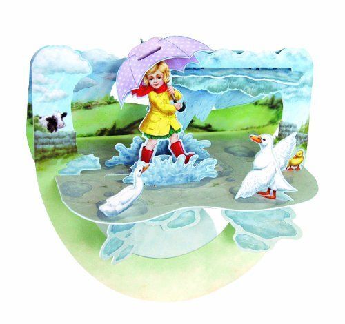 Carte Postale Moderne En Couleurs 3-D / Pop-Up / À Système : " Fillette Blonde Sous La Pluie - Puddles " Santoro's Pop N Rock / Popnrock ( Santoro, London, England, 2011 )