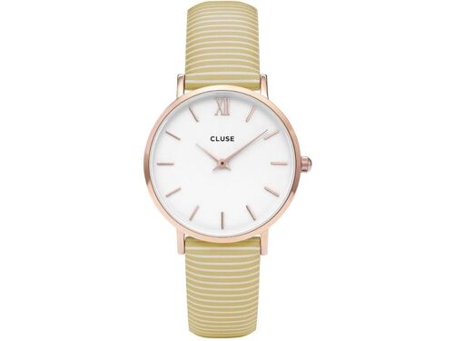Montre Cluse Pour Femme Minuit Rose Or Blanc/Sunny Yellow Stripes Cl30032