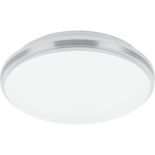 SUBZONAL-Luminaire plafonnier Pinetto, panneau LED arrondi, lampe de plafond pour salle de bains, couloir et cuisine, acier et plastique blanc et aspect chromé, blanc neutre, IP44, Ø 34 cm