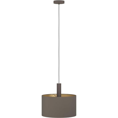 SUBZONAL-Suspension luminaire Concessa 1, lustre suspendu en acier et textile, brun foncé, cappuccino, doré, lampe de salon et de salle à manger, douille E27, Ø 38 cm