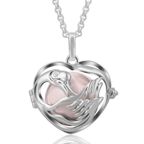 Bola de grossesse coeur cygne à grelot rose