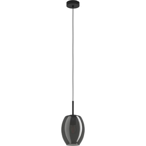 SUBZONAL-Suspension luminaire Cadaques, lampe de plafond suspendue, lustre salon ou salle à manger en métal noir et verre fumé noir transparent, douille E27, Ø 18 cm